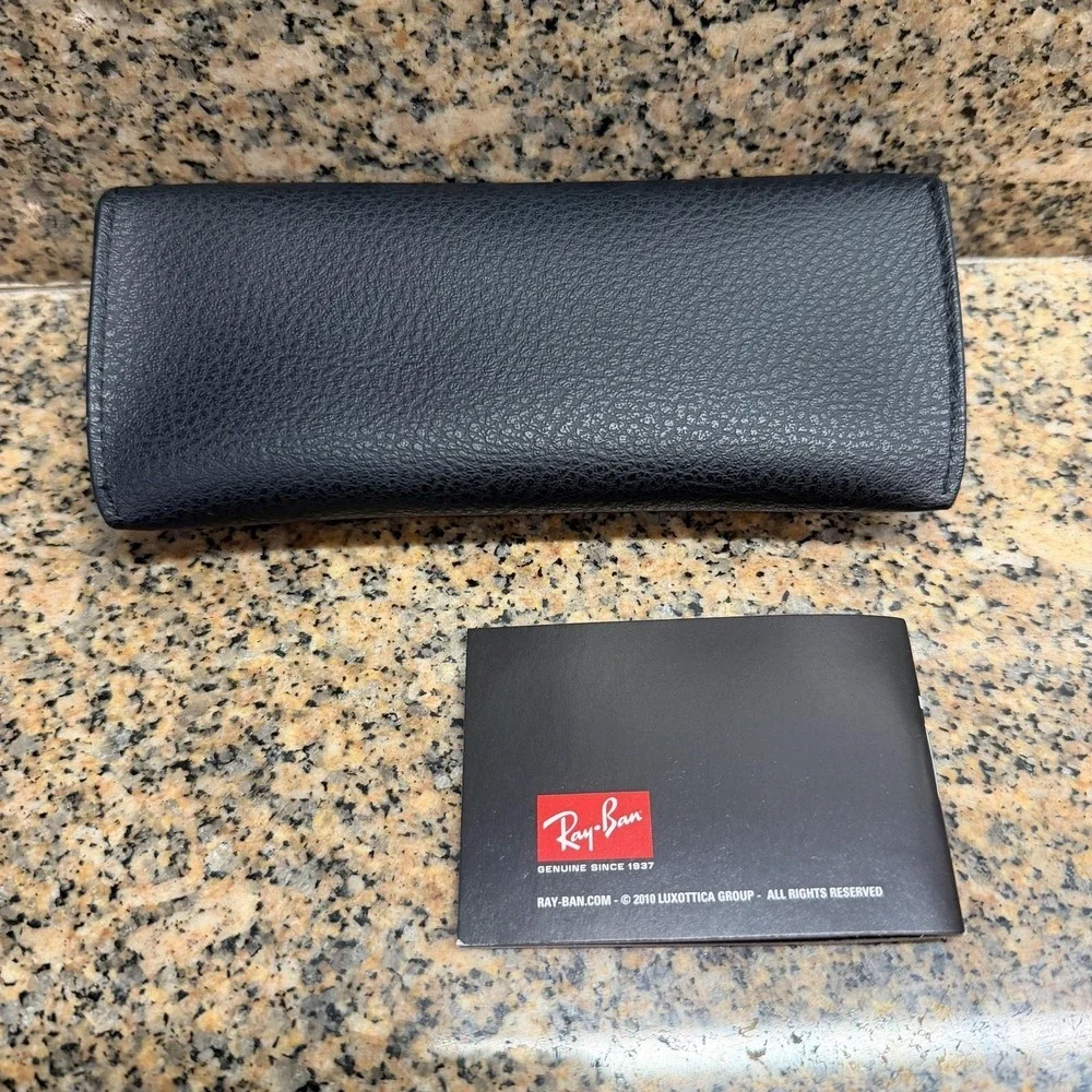Ray-Ban Black Pebbled Faux Leather Sunglasses Case with Booklet
